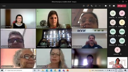 Servidores da prefeitura de Uruçuca participando da oficina virtual.